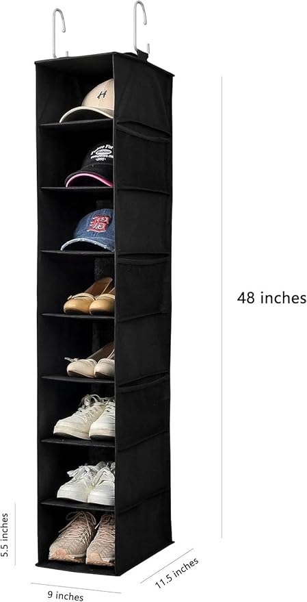 for Hanging Shoe Organizer for Closet with Side Mesh Pockets,Hat Racks