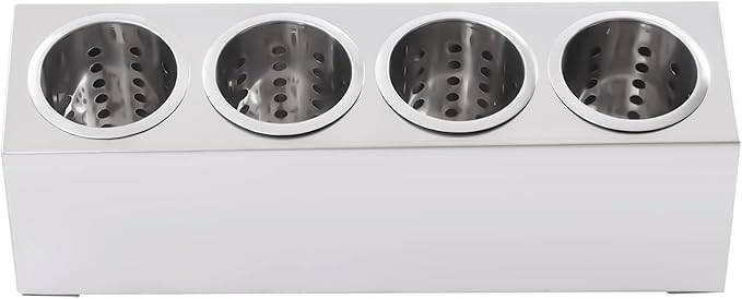 Flatware Organizers, Modern Minimalist Stainless Steel Utensil Holder, 4 Hole Cylinder Cutlery Organizer Caddy with Removable Inserts for Kitchen Counter Storage