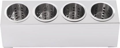 Flatware Organizers, Modern Minimalist Stainless Steel Utensil Holder, 4 Hole Cylinder Cutlery Organizer Caddy with Removable Inserts for Kitchen Counter Storage