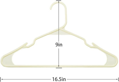 VECELO 50 Pack Plastic Hangers, Space-Saving Clothes Hangers with Shoulder Notches for Straps, Durable Non-Slip Hangers for Closet, Ideal for Shirts, Dresses, Coats, Pants,Suits