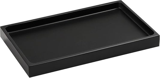 Luxspire Bathroom Vanity Tray, Resin Dresser Jewelry Ring Dish Tank Storage Kitchen Sink Countertop Organizer Plate Holder for Perfume Candles Soap Towel Plant Bathroom Accessories, M, Matte Black