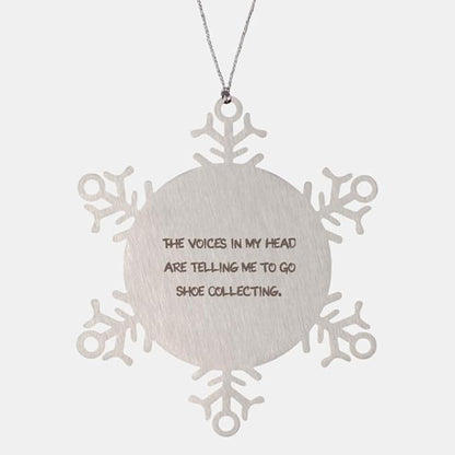 The Voices in My. Shoe Collecting Snowflake Ornament, Joke Shoe Collecting Gifts, Christmas Ornament for Friends from Friends, Unique Gifts for Shoe Collectors, Shoes