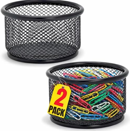1InTheOffice Mesh Paper Clip Holder For desk, Paperclip Holder (2 Pack) by 1InTheOffice