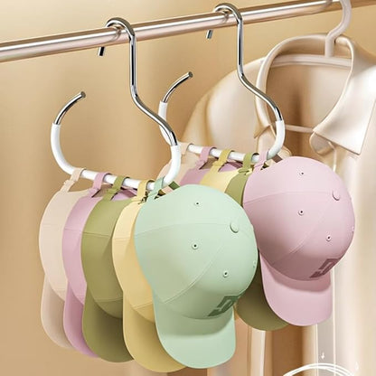 6 Packs Hat Organizer for Baseball Caps,Strong Hat Hanger, Hat Organizer for Closet, Hat Rack for Storage Organizer, Space Saving Hangers Holder 50 Hats and Used for Belt, Scarf, Bra