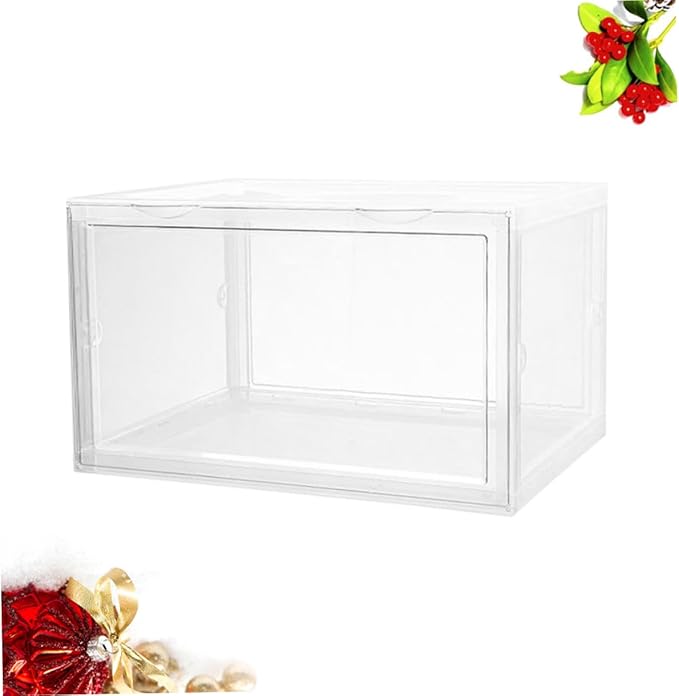 Ciieeo Shoe Storage Box with Dustproof Design, Door Buckle Connector, Stackable Plastic Shoe Organizer for Home Closet and Sneaker Storage