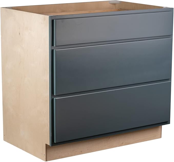Quicklock RTA (Ready-to-Assemble) | Base Kitchen Cabinets - Shaker Style | Made in America (Needlepoint Navy, 36" Wx34.5 Hx24 D 3 Drawer)