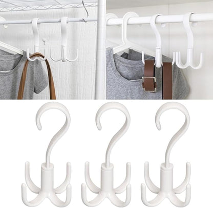 STOBAZA Multi-Function 3pcs Towel Hanger Rotating Hook -Mounted Shoe Rack Scarf Belt Organizer