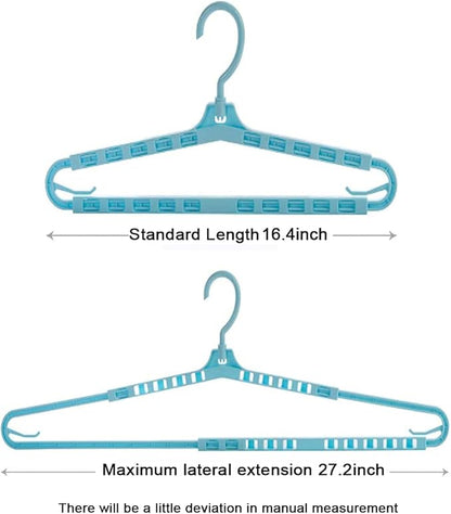 Extra Large Sturdy Hangers Big Drying Clothes Hangers Enlarge Adjustable Shoulder 16.4"-27.2" for Wide Polos Tops Cardigans Quilt Bath Towel and Tall Shirts 4Pack 4Colors