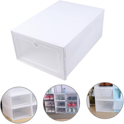 6pcs Transparent Stackable Shoes Box with Drawer Design Breathable Plastic Shoe Storage Container for Men Dustproof Organizer with Window for Closet and Cabinet