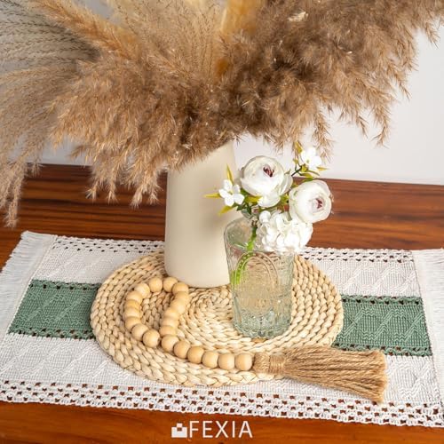FEXIA Sage Green Boho Placemats Set of 6 Table Mats Farmhouse Dining Decor - Image 3