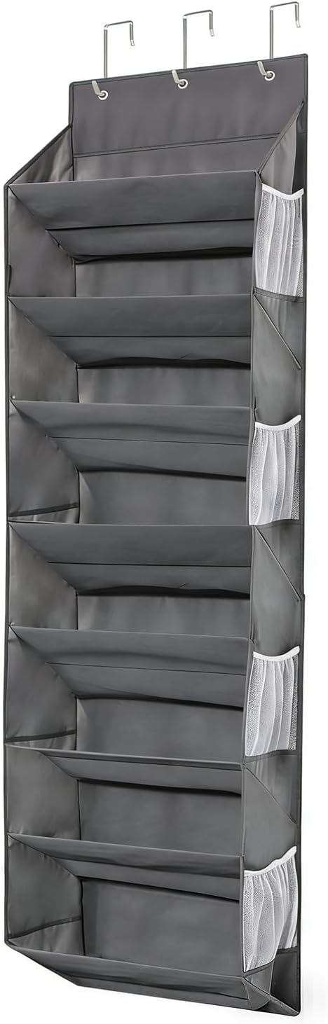 Over the Door Shoe Organizer Hanging with 8 Mesh Pockets 8 Wire Large Deep Pockets, 50lbs Weight Capacity Fits 16 Pairs Shoes Door Shoe Rack Store for Closet and Narrow Door 1 Pack