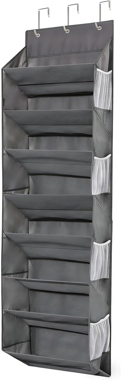 Over the Door Shoe Organizer Hanging with 8 Mesh Pockets 8 Wire Large Deep Pockets, 50lbs Weight Capacity Fits 16 Pairs Shoes Door Shoe Rack Store for Closet and Narrow Door 1 Pack