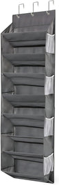 Over the Door Shoe Organizer Hanging with 8 Mesh Pockets 8 Wire Large Deep Pockets, 50lbs Weight Capacity Fits 16 Pairs Shoes Door Shoe Rack Store for Closet and Narrow Door 1 Pack