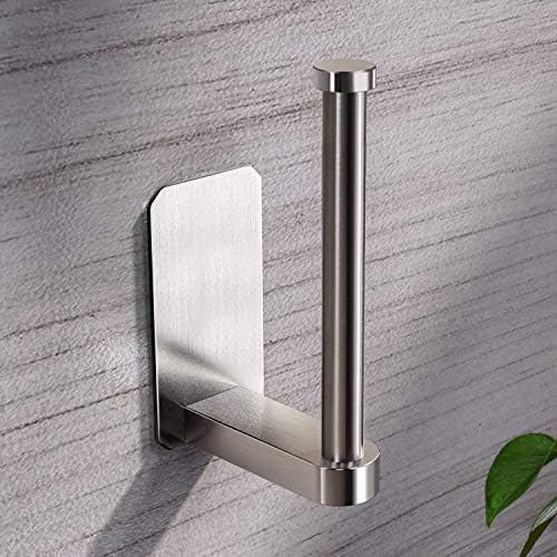 VAEHOLD Toilet Paper Holder Self Adhesive Kitchen Washroom Adhesive Toilet Roll Holder No Drilling for Bathroom Stick on Wall Stainless Steel Brushed Silver, 2 Pack - Image 3
