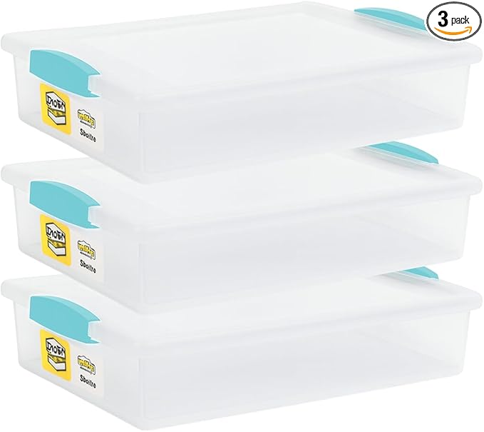 Tribello Plastic Storage Containers With Lids For Organizing, 6 Quarts - (Large - 14 x 11 x 3)