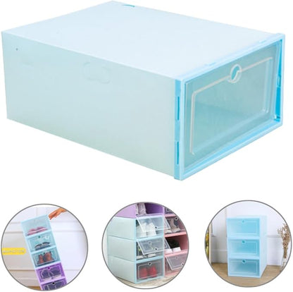 LABRIMP 6pcs Stackable Shoe Storage Boxes Cardboard Organizers Box for Shoes Case Home Office Storage