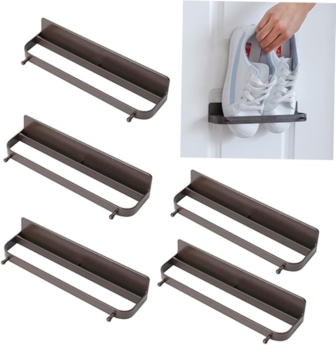 5pcs Bathroom Storage Hanging Shoes Organizer Slippers Shelf No Drilling Wall Mount for Tidy Home Decor
