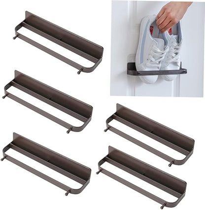 5pcs Bathroom Storage Hanging Shoes Organizer Slippers Shelf No Drilling Wall Mount for Tidy Home Decor