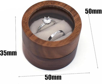 EDSG Personalized Wedding Ring Box, Engraved Wooden Engagement Ring Bearer Box with Any Text, Custom Wedding Day Gifts for Her Him Anniversary Proposal (White, Design 5)