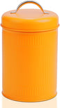 Farmhouse Coffee Canister Storage Container, 42 Oz Vintage Coffee Bean Airtight Jar with Lid, Food Tins with 12 Label Stickers, Kitchen Counter Pantry Organization for Candy Sugar Cookie Tea (Orange)