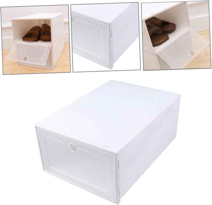 iplusmile 6pcs Transparent Plastic Shoe Boxes Drawer Type Stackable Shoes Storage Containers Dustproof Organizer for Men for