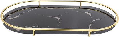Oval Bathroom Organizer Tray Vanity Countertop Decor with Non-Slip Base for Towel Cosmetic Jewelry and Napkin Storage