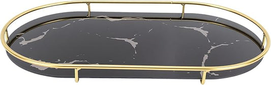 Oval Bathroom Organizer Tray Vanity Countertop Decor with Non-Slip Base for Towel Cosmetic Jewelry and Napkin Storage