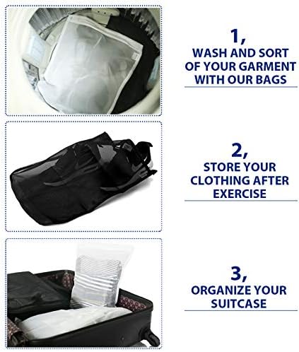 TENRAI Delicates Laundry Bags, Bra Fine Mesh Wash Bag for Underwear, Lingerie, Bra, Pantyhose, Socks, Use YKK Zipper, Have Hanger Loops (Black, 1 Large & 1 Medium) (Pack of 2) - Image 7