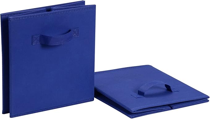 Amazon Basics Collapsible Fabric Storage Bins, Cube Organizer with Handles, 13"x13"x13", Navy, 6-Pack