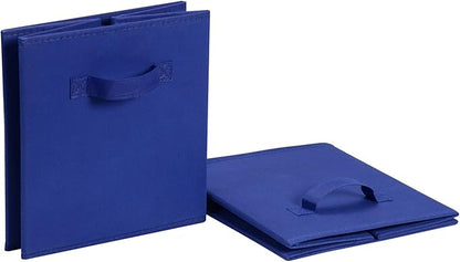 Amazon Basics Collapsible Fabric Storage Bins, Cube Organizer with Handles, 13"x13"x13", Navy, 6-Pack