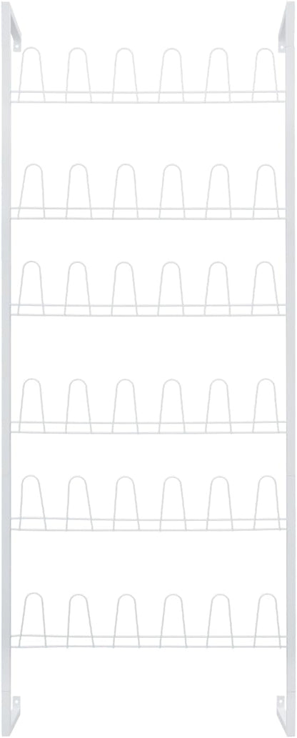 6 Tiers Metal Hanging Shoe Rack for 18 Pairs, Space-Saving Shoe Storage Shelf, Wall Mounted Shoe Organizer Tower for Entryway, Home, Retail Stores (White)