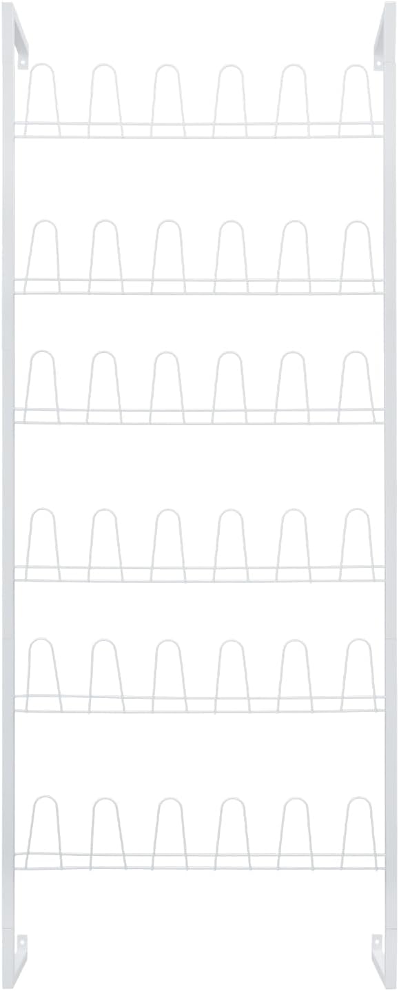 70 Inch 6-Tier Wall Mounted Metal Shoe Organizer, Hanging Shoe Rack for 18 Pairs, Space Saving Heavy Duty Iron Shoe Storage Caddy for Closet Entryway Garage (White)