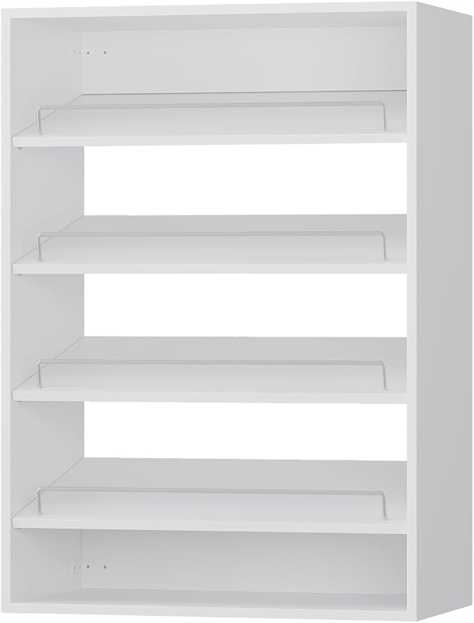 Shoe Shelf Short Tower Closet Unit, Modular Closet System, Wood Closet System Organizer with Storage for Walk In Closets, Clothing Rack for Hanging Clothes, Bedroom, White, 25.5"W