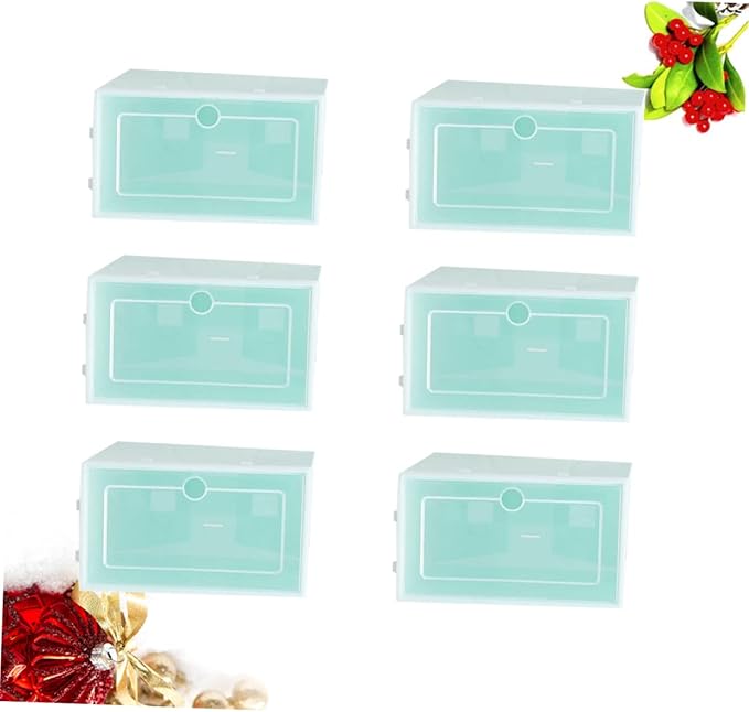 6pcs Sturdy Stackable Shoe Box Storage Containers Lids for Closet Entryway under Clothing Rack Home and Office
