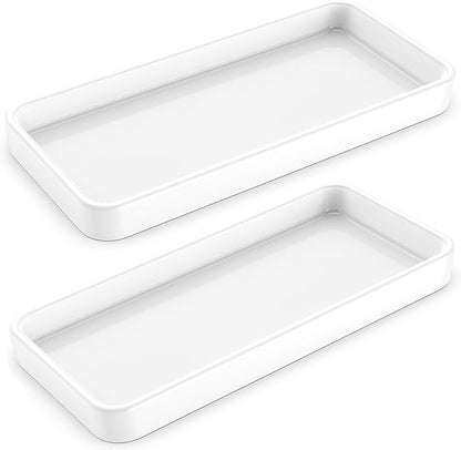 Gurygo 2 Pack 12" Countertop and Vanity Tray - Kitchen Tray for Soap Bottles - Rectangular Vanity Tray for Bathroom - Vanity Trays Kitchen Soap Dispenser Tray,White