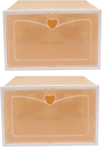 Toyvian 2Pcs Thickened Plastic Shoe Storage Box for Men Transparent Stackable Footwear Organizer with Reinforced Design and Easy to Clean Household Shoe Container