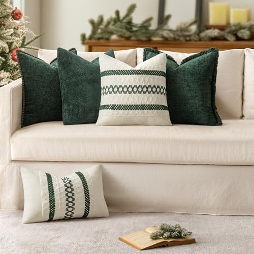 MIULEE Decorative Lumbar Throw Pillow Covers 12x20 Inch Dark Green 2 Pack - Image 4