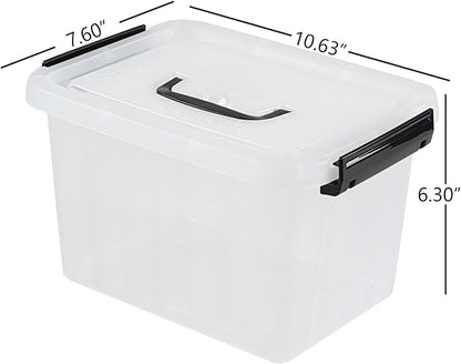 6.5 Quart Clear Storage Latch Box/Bins with Handle, 4-Pack Plastic Container with Lid