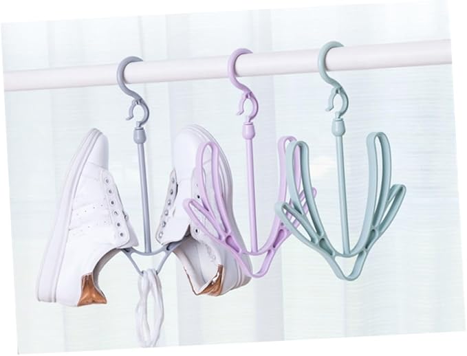 6pcs Shoe Rack Hanging Organizer Windproof Drying Rack Shoes Hanger Space-saving for Home Garage Random Color