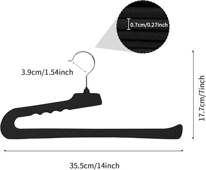ManGotree Non Slip Velvet Pants Hangers, Open Ended Felt Jean Hangers for Closet Organizer, Heavy Duty Space Saving for Trousers, Slacks, Shorts, Dress, Scarf (20 Pack, Black)