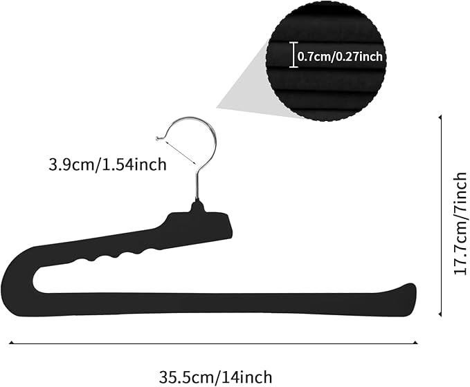 ManGotree Non Slip Velvet Pants Hangers, Open Ended Felt Jean Hangers for Closet Organizer, Heavy Duty Space Saving for Trousers, Slacks, Shorts, Dress, Scarf (10 Pack, Black)