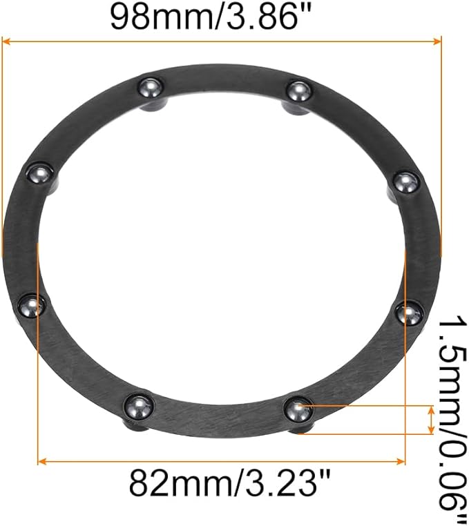 MECCANIXITY 4inch Rotating Swivel Stand with Steel Ball Bearings Annular Lazy Susan Base Turntable for Kitchen Corner Cabinets, 98 x 82mm Black Pack of 6