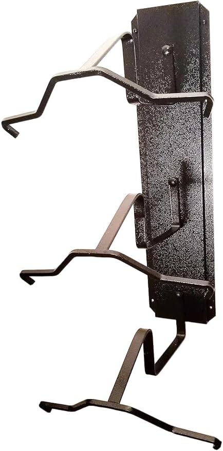 American Made 3 Cowboy Hat Rack, Crown Up Wall Mount Hat Holder, Heavy Duty Powder Coated Steel, Black, Model MCC3BUBlk