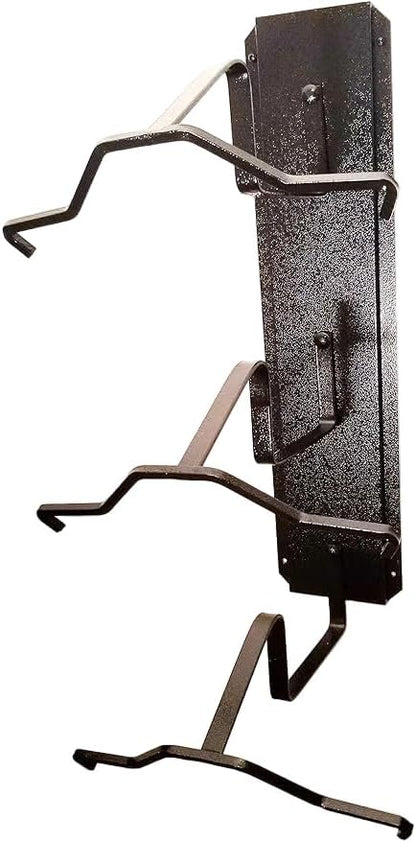 American Made 3 Cowboy Hat Rack, Crown Up Wall Mount Hat Holder, Heavy Duty Powder Coated Steel, Black, Model MCC3BUBlk