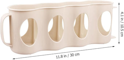 2pcs Hand Pull Type Beverage Can Organizer Section Plastic Storage Box for Refrigerator Beige Space-saving Design for Cans and Seasoning Jars and Smooth Finish