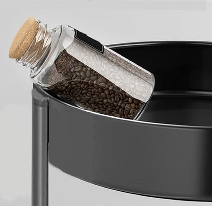 2T Large Plus Rotating Spice Rack Organizer Lazy Susan for Turntable Cabinet Kitchen 2 Tiered Spinning Storage Rack Shelf Black Metal