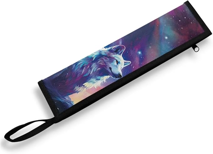 COEQINE Portable Utensil Storage Case Wolf Galaxy Straws Carrying Case Travel Utensil Pouch With Carrying Handle Portable Chopsticks Solverware Bag for Women Men,Cool Wolf Animal