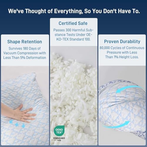 Cotelovo Shredded Memory Foam Soft Cooling Viscose Pillows Adjustable Hypoallergenic Hotel Quality Bed Pillows for Side, Back and Stomach Sleeper, Oeko-TEX Certified King Size Set of 2 - Image 7