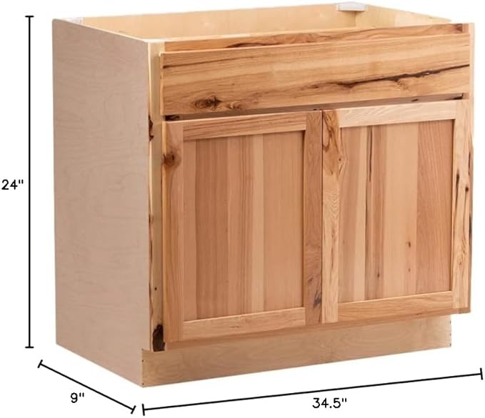 Quicklock RTA (Ready-to-Assemble) | Base Kitchen Cabinets - Shaker Style | Made in America (Rustic Hickory, 30" Wx34.5 Hx24 D Base)