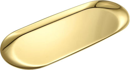 Gold Oval Vanity Tray, Stainless Steel Jewelry Tray, Bathroom Tray, Makeup Cosmetic Trays,Towel Napkin Tray, Storage Organizer,11.8 x 4.8 inches (LxW), Large